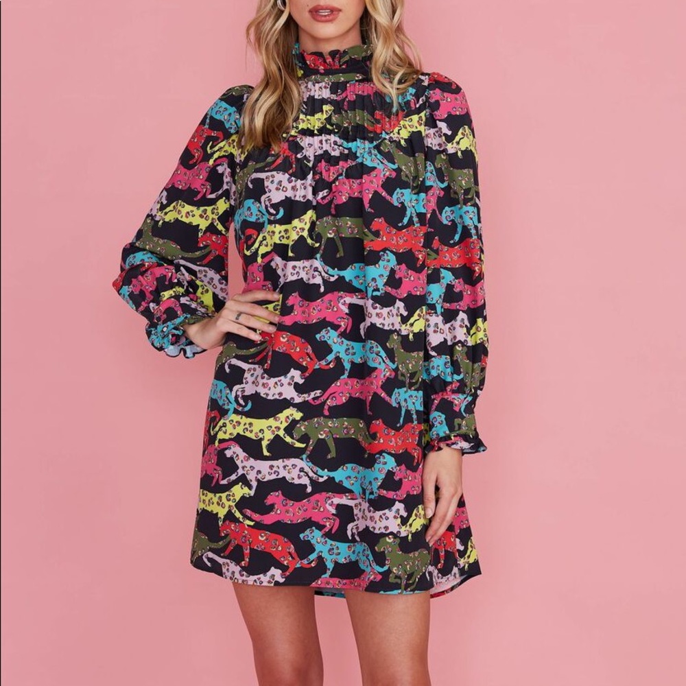 Crosby by Mollie Burch Hart Dress in Leaping Leopards size M